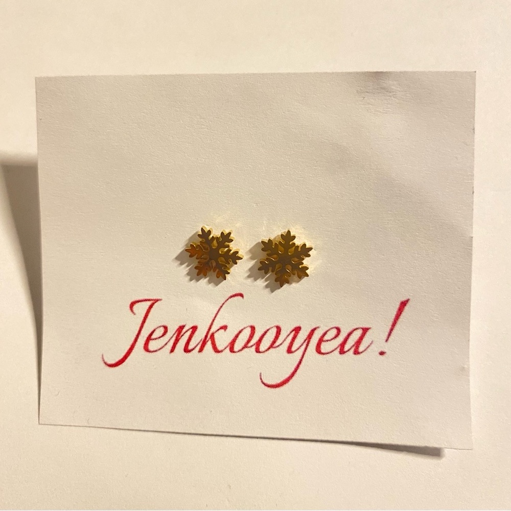 Gold Snow Flakes  Studs Earrings Hypoallergenic and water resistant